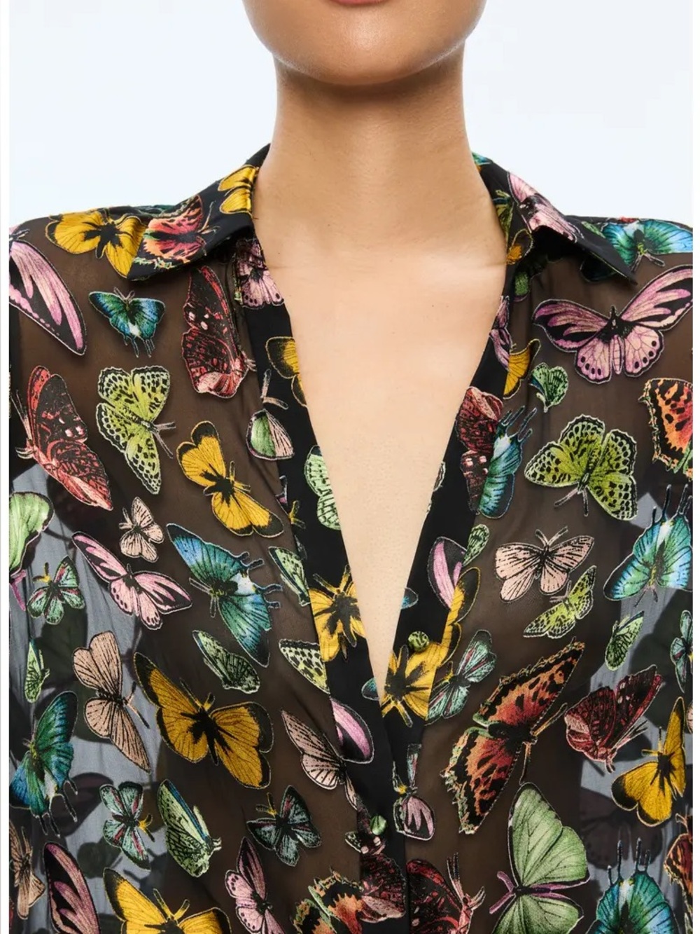 Alice + Olivia Eloise Butterfly Print Button-Up Shirt - Picture 3 of 11